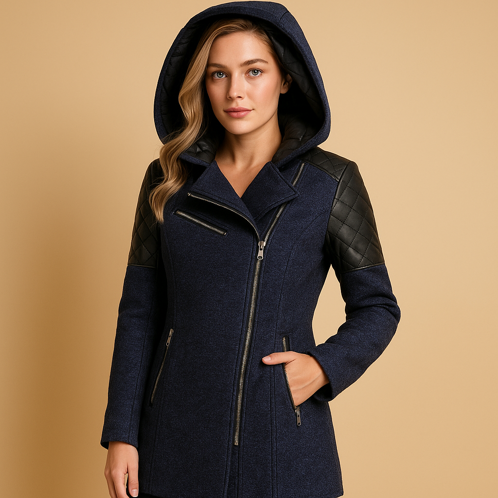 Manteau long d’hiver femme Lotte – Chaud avec capuche et coupe moderne
