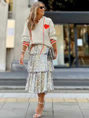 Pull Marinth femme – maille douce avec motif cœur & détails contrastés