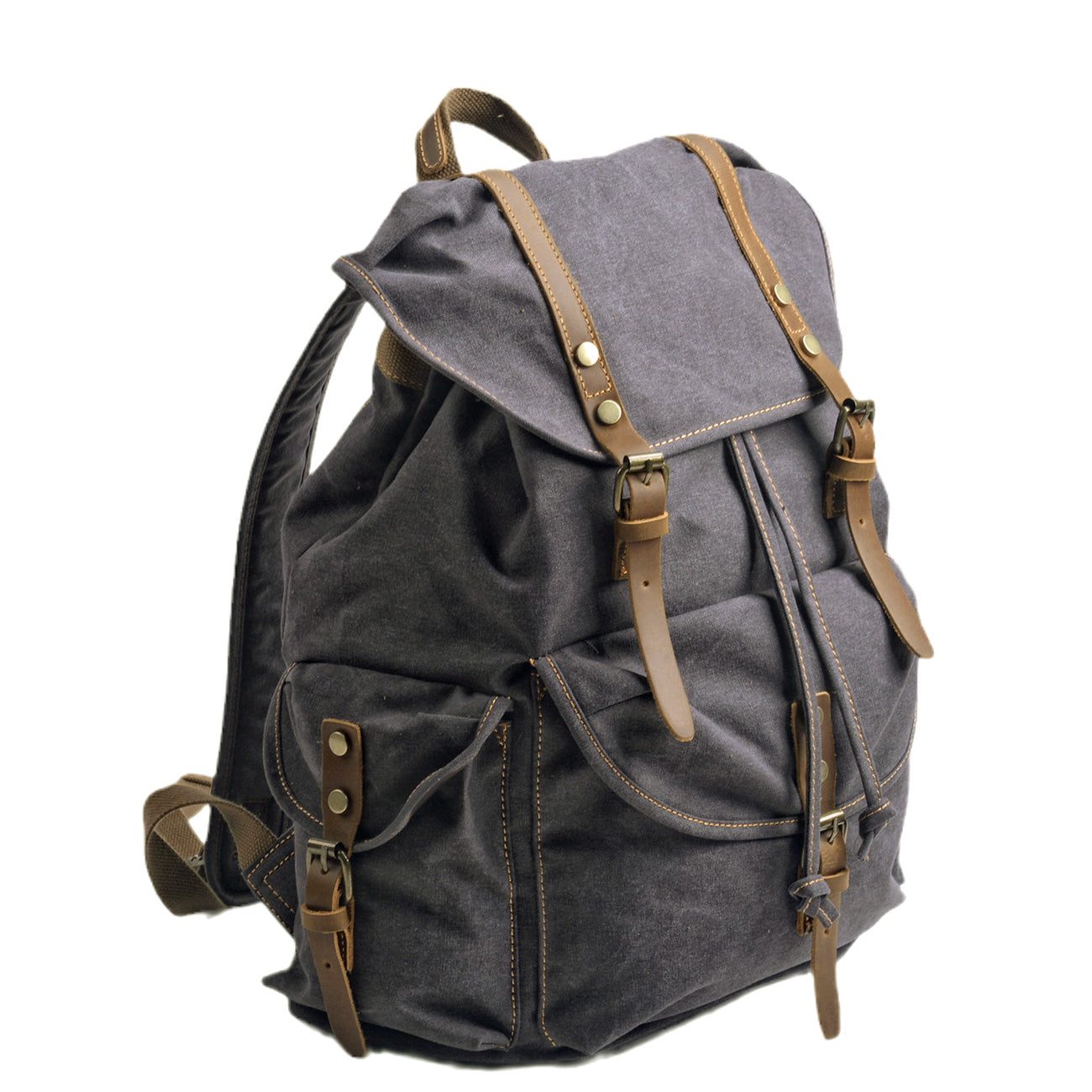 Sac à dos vintage canvas – backpack mixte pratique avec détails en simili cuir