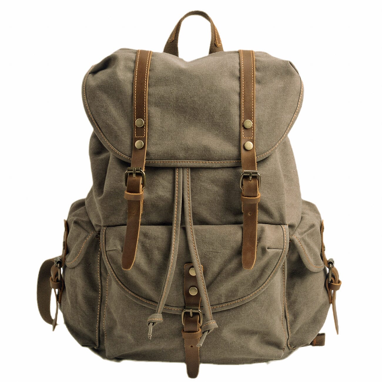 Sac à dos vintage canvas – backpack mixte pratique avec détails en simili cuir
