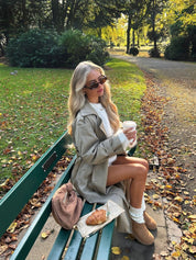 Trench Femme MARLEEN – Manteau Long Élégant avec Ceinture & Coupe Classique