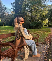 Trench Femme MARLEEN – Manteau Long Élégant avec Ceinture & Coupe Classique