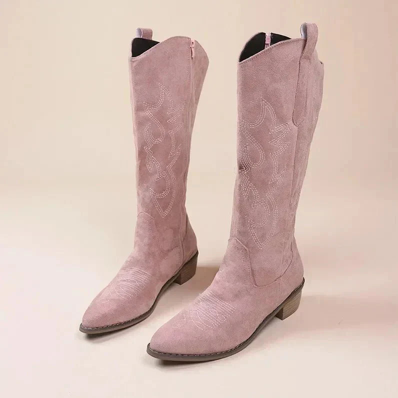 Bottes femme Georgia – bottes western longues à broderies & style cowboy chic