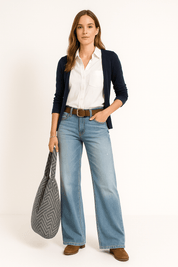 Jean femme Majken taille haute — denim large tendance, coupe confortable & chic