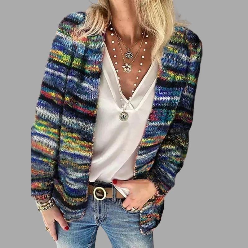 Cardigan femme Mette multicolore — gilet chaud en maille au style moderne & cosy