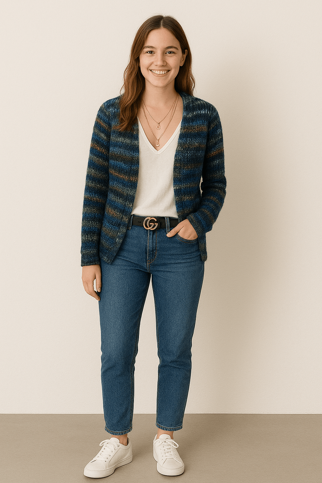 Cardigan femme Mette multicolore — gilet chaud en maille au style moderne & cosy