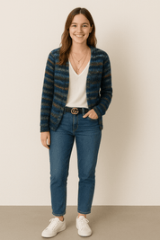 Cardigan femme Mette multicolore — gilet chaud en maille au style moderne & cosy