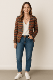 Cardigan femme Mette multicolore — gilet chaud en maille au style moderne & cosy