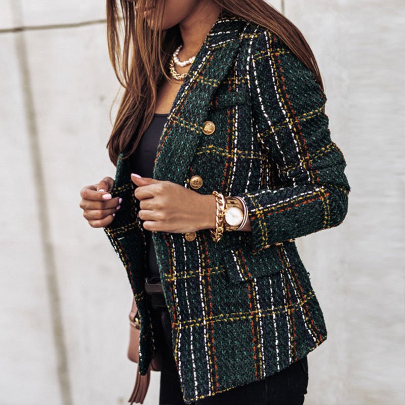Blazer femme Tove – veste à carreaux élégante à coupe cintrée et style classique