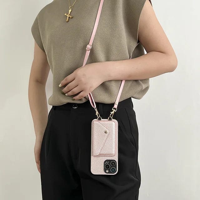 Étui téléphone femme en cuir – pochette crossbody avec porte-cartes & bandoulière amovible