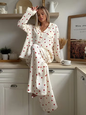 Pyjama femme Lola coton — ensemble deux pièces doux & respirant avec motif cœur