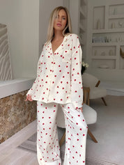 Pyjama femme Lola coton — ensemble deux pièces doux & respirant avec motif cœur