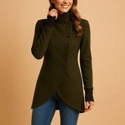 Manteau Veerle oversize asymétrique long col boutons – Style audacieux