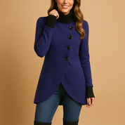 Manteau Veerle oversize asymétrique long col boutons – Style audacieux