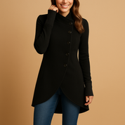 Manteau Veerle oversize asymétrique long col boutons – Style audacieux