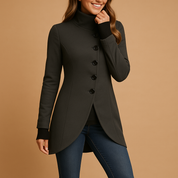 Manteau Veerle oversize asymétrique long col boutons – Style audacieux