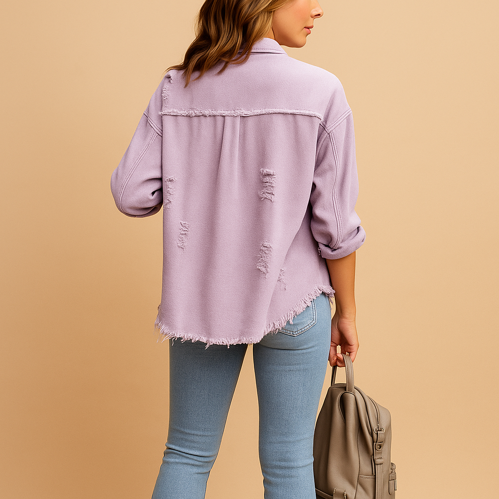 Veste en jean oversize femme Marit – Denim destroyed avec coupe décontractée