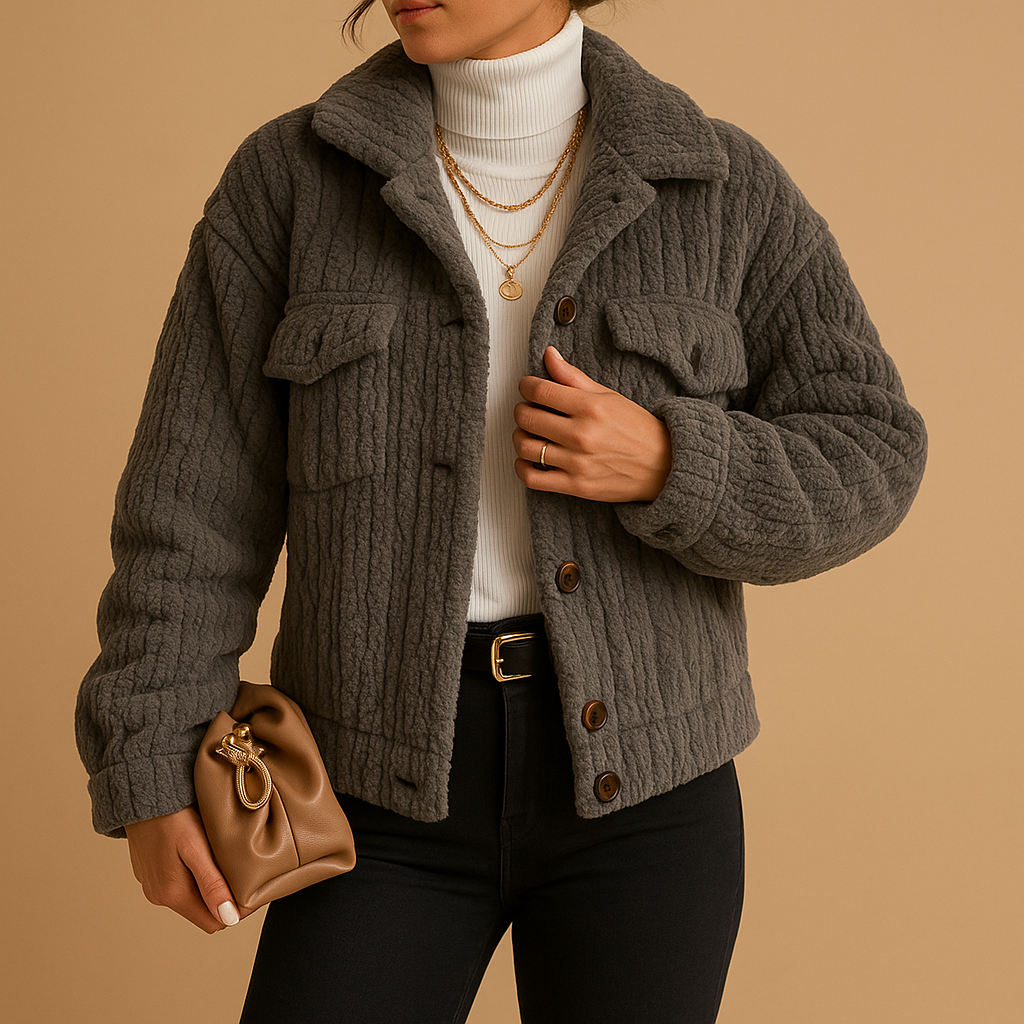 Manteau oversize femme Milou – coupe boxy, tissu doux & boutons nacrés
