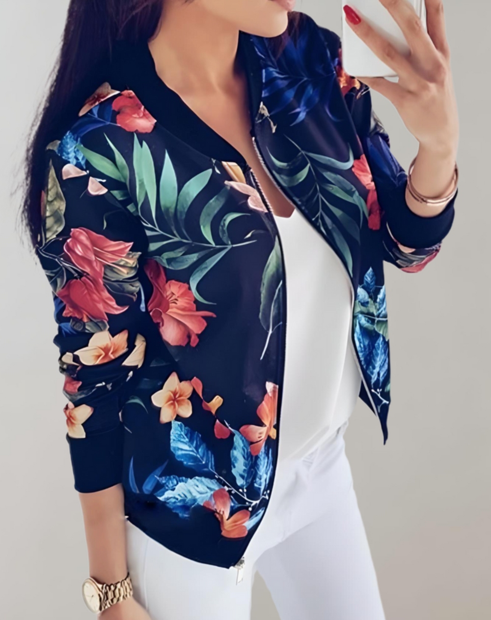 Bomber Kaelin femme – veste légère à imprimé fleuri tendance