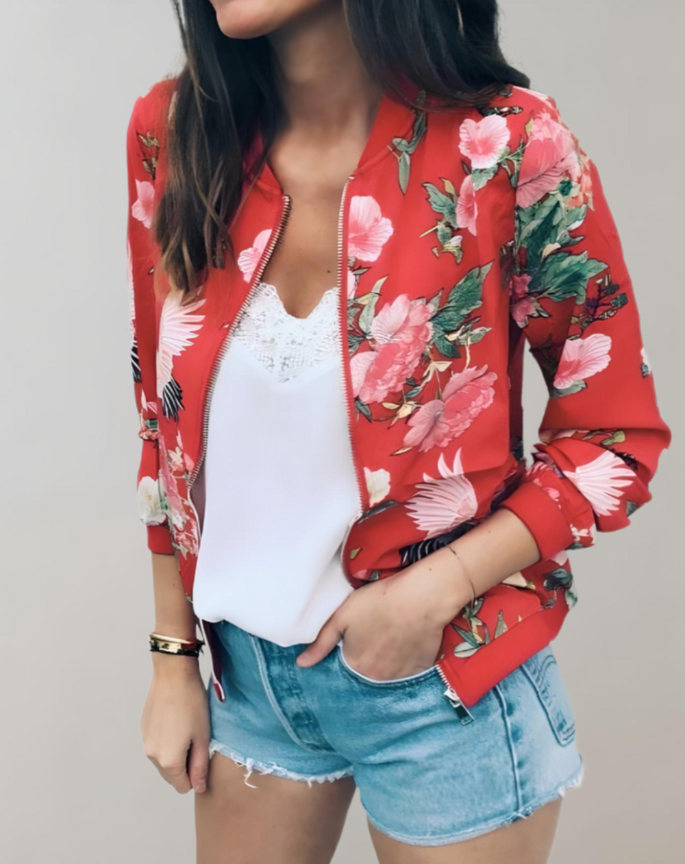 Bomber Kaelin femme – veste légère à imprimé fleuri tendance