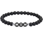 Bracelet Pip perles noires à lettres – bijou personnalisé fête des Mères