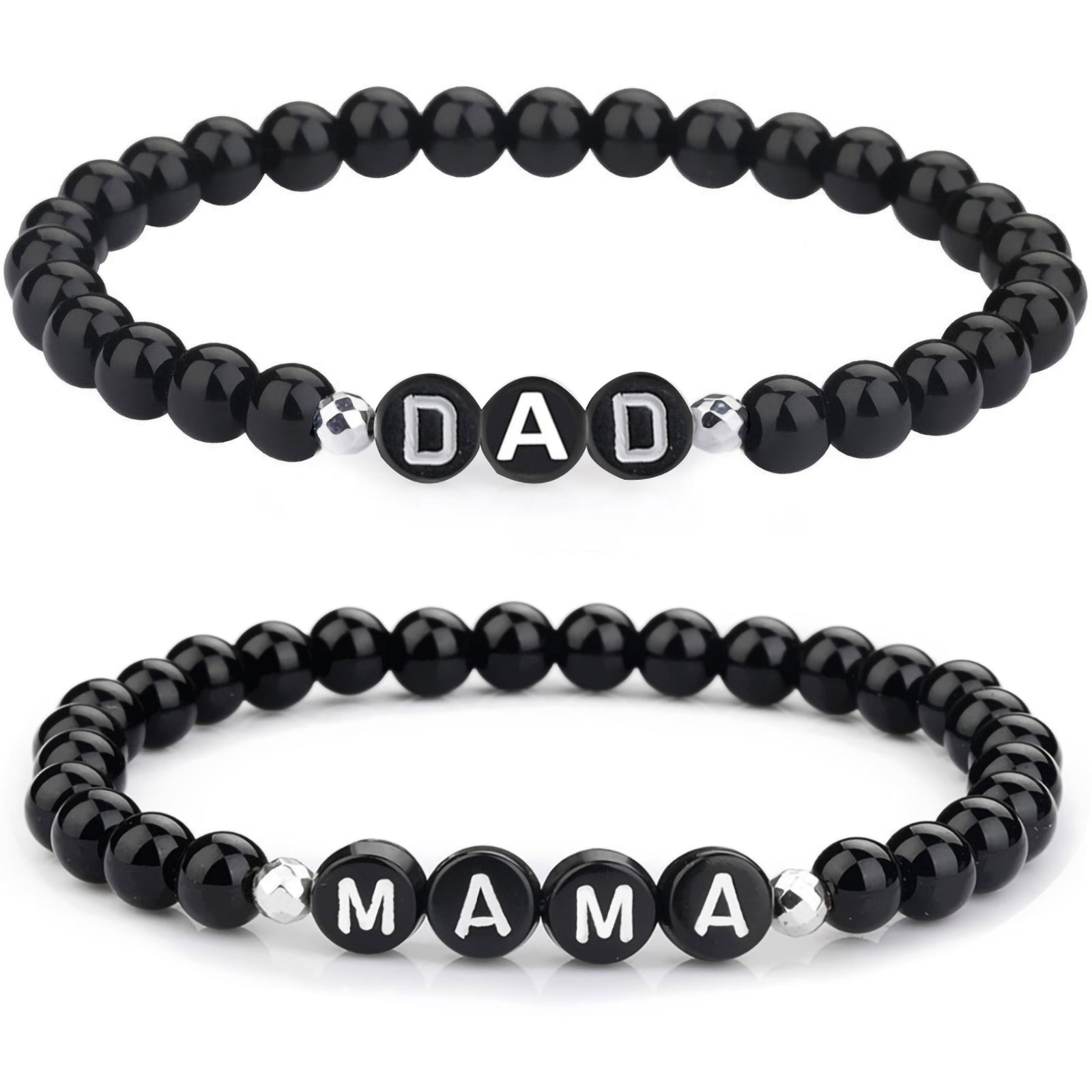 Bracelet Pip perles noires à lettres – bijou personnalisé fête des Mères