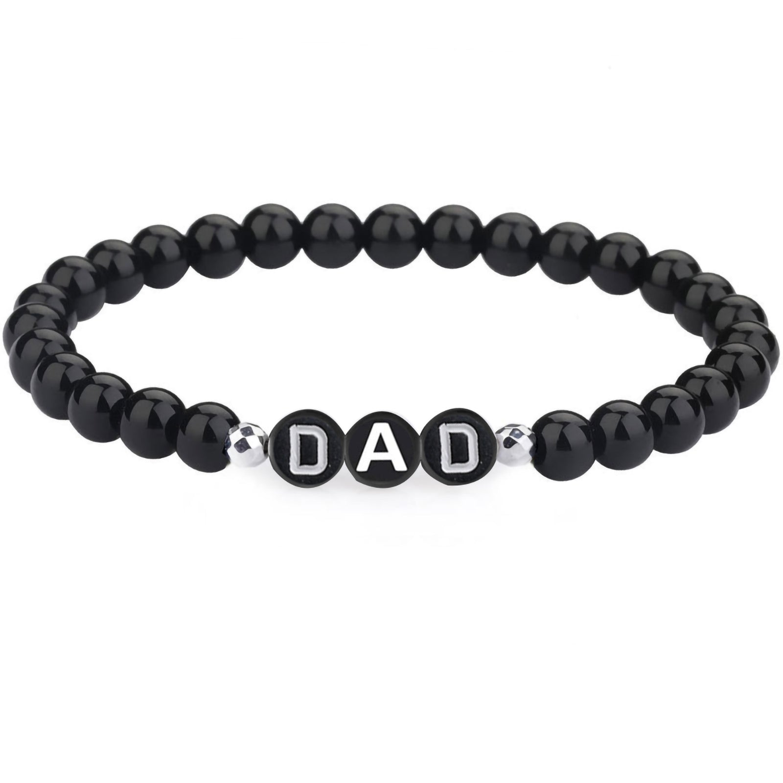 Bracelet Pip perles noires à lettres – bijou personnalisé fête des Mères