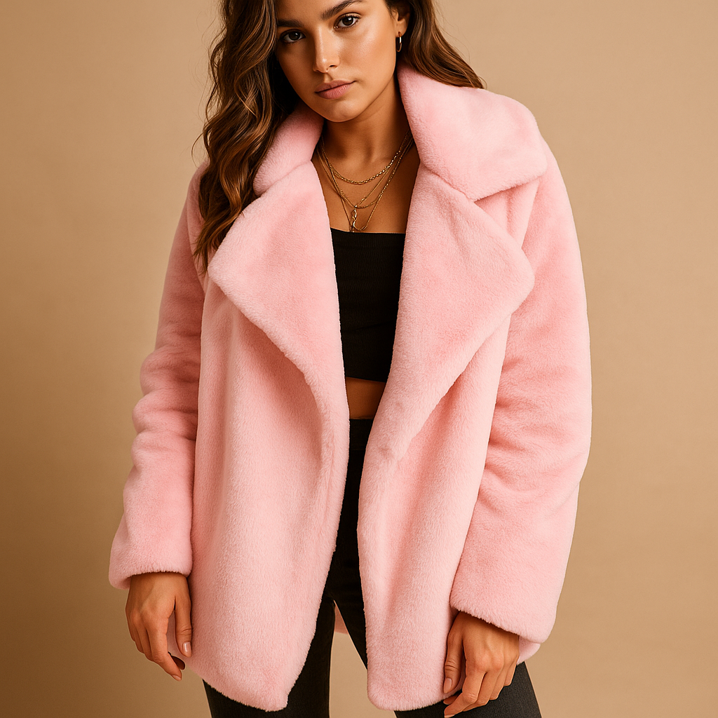 Manteau d’hiver femme Yara en peluche – col à revers & style élégant