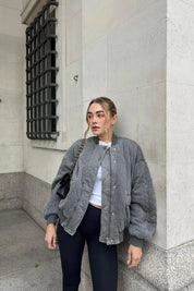Bomber matelassé oversize femme — veste mi-saison chaude & tendance