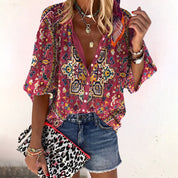 Blouse femme été imprimée – Légère avec boutons et manches mi-longues | Jules Jij