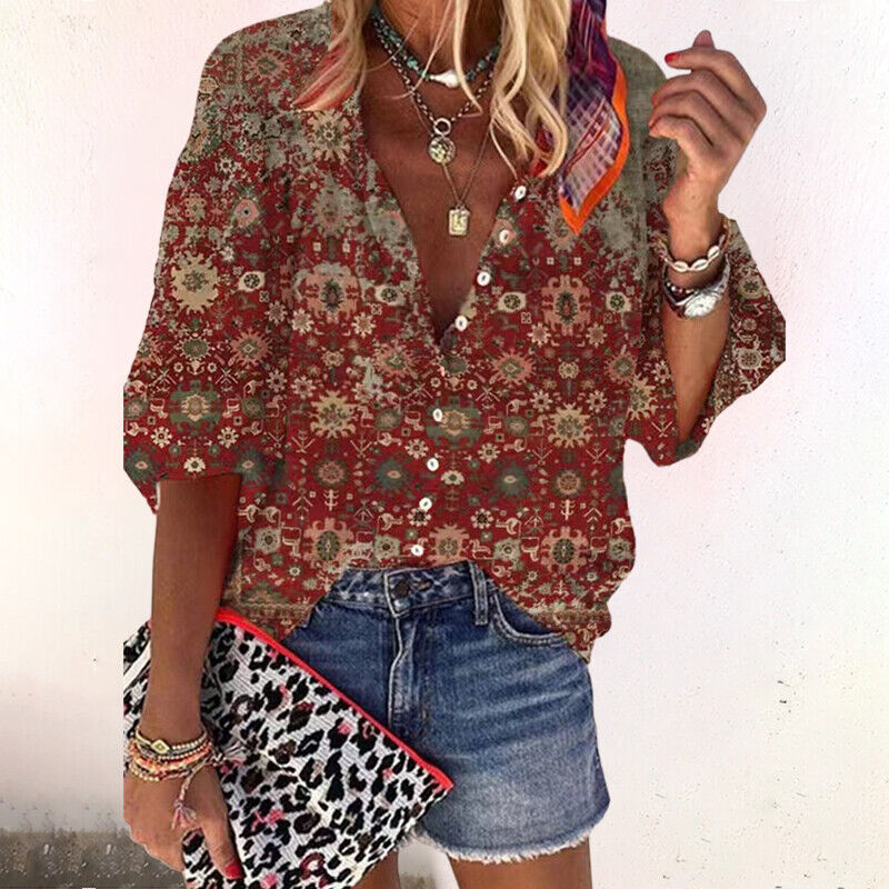 Blouse femme été imprimée – Légère avec boutons et manches mi-longues | Jules Jij