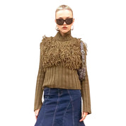 Pull Elena femme à franges & zip avant — style structuré hiver