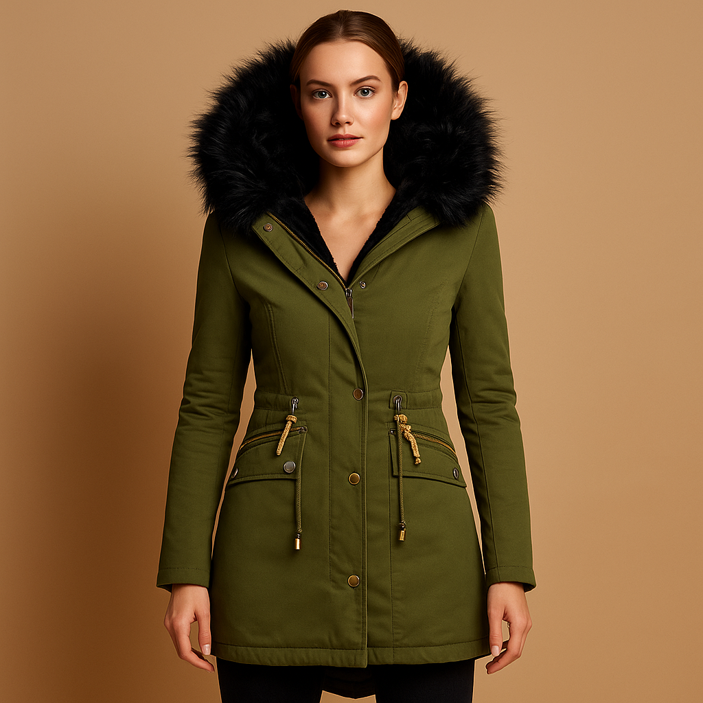 Manteau d’hiver thermo femme Anouk – capuche à fausse fourrure & isolation chaude