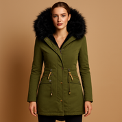 Manteau d’hiver thermo femme Anouk – capuche à fausse fourrure & isolation chaude