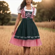 Dirndl Oktoberfest femme Fien – robe bavaroise à carreaux avec tablier traditionnel