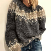 Pull femme en maille ombré — tricot chaud à manches longues tendance