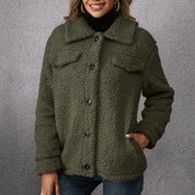 Manteau teddy polaire réversible femme – manteau chaud avec col montant chic