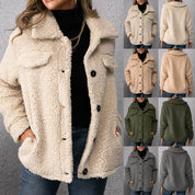 Manteau teddy polaire réversible femme – manteau chaud avec col montant chic